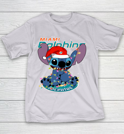 Miami Dolphins NFL Football noel stitch Christmas Youth T-Shirt 2