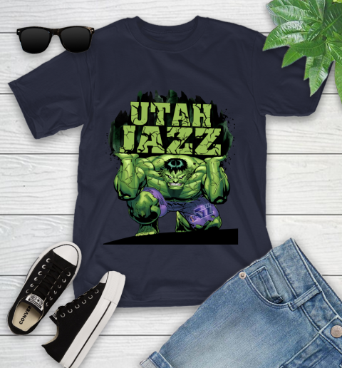 Utah Jazz NBA Basketball Incredible Hulk Marvel Avengers Sports Youth T-Shirt 3