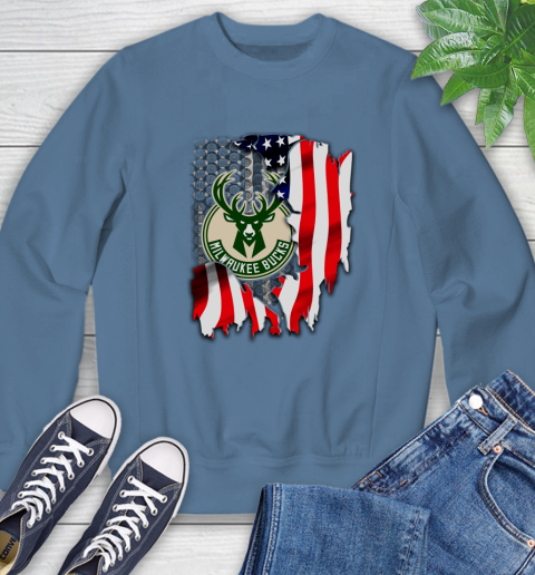 Milwaukee Bucks NBA Basketball American Flag Sweatshirt 8