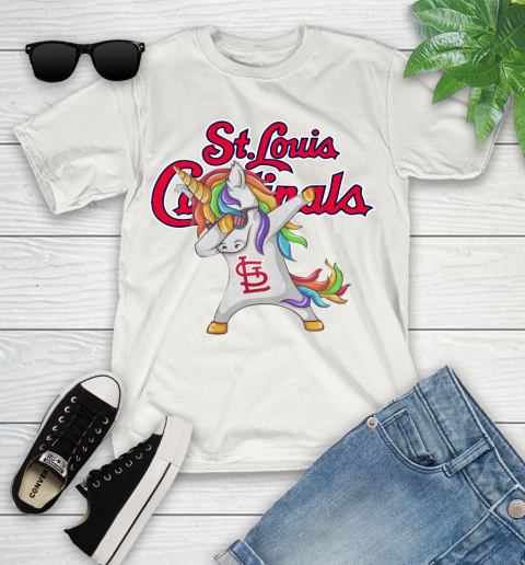 St.Louis Cardinals MLB Baseball Funny Unicorn Dabbing Sports Youth T-Shirt