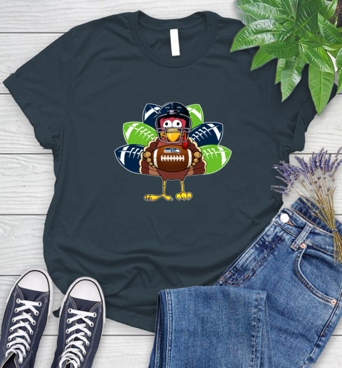 Seattle Seahawks Turkey Thanksgiving Day Women's T-Shirt 8