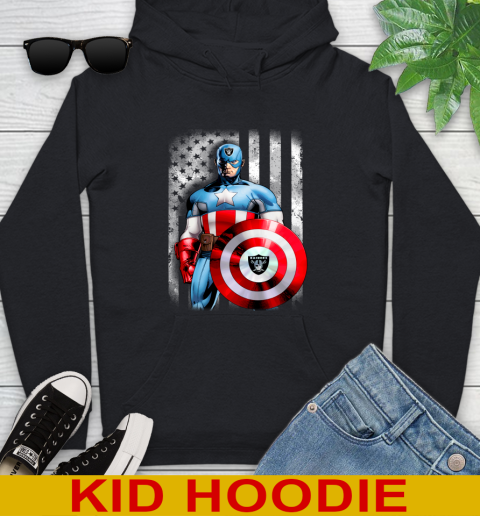 Oakland Raiders NFL Football Captain America Marvel Avengers American Flag Shirt Youth Hoodie