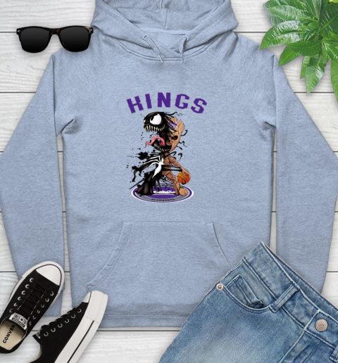 NBA Sacramento Kings Basketball Venom Groot Guardians Of The Galaxy Youth Hoodie 10