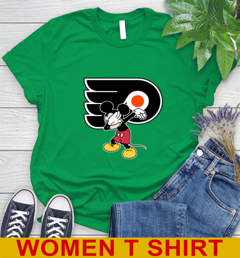 Philadelphia Flyers NHL Hockey Dabbing Mickey Disney Sports Women's T-Shirt 6