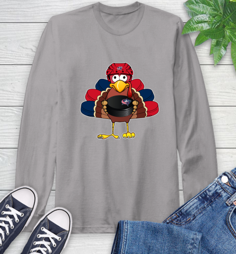 Columbus Blue Jackets Turkey Thanksgiving Day Long Sleeve T-Shirt 6