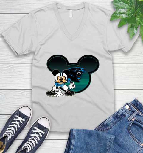 NFL Carolina Panthers Mickey Mouse Disney Football T Shirt V-Neck T-Shirt
