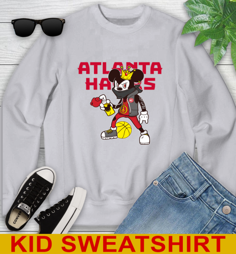 Atlanta Hawks NBA Basketball Mickey Peace Sign Sports Youth Sweatshirt 4