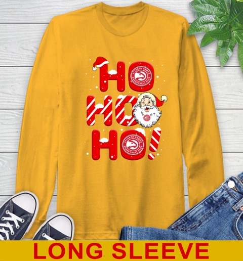 Atlanta Hawks NBA Basketball Ho Ho Ho Santa Claus Merry Christmas Shirt Long Sleeve T-Shirt 2