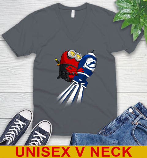 NHL Hockey Tampa Bay Lightning Deadpool Minion Marvel Shirt V-Neck T-Shirt 4