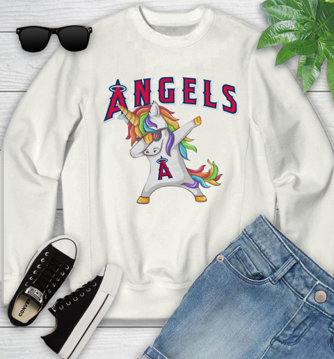 Los Angeles Angels MLB Baseball Funny Unicorn Dabbing Sports Youth Sweatshirt