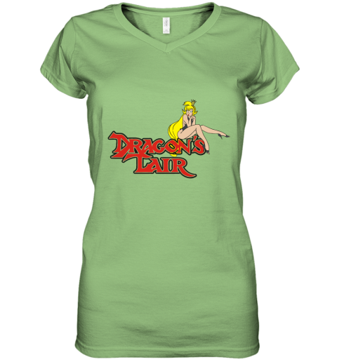 pw91 dragons lair daphne baseball shirts women v neck t shirt 39 front lime