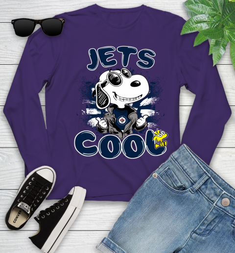 NHL Hockey Winnipeg Jets Cool Snoopy Shirt Youth Long Sleeve 4