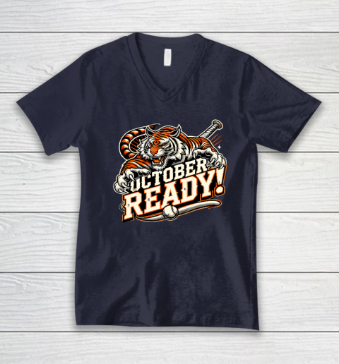 October Ready Baseball Tiger Fan V-Neck T-Shirt 2