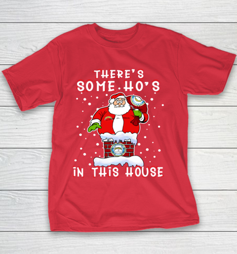 Los Angeles Chargers Christmas There Is Some Hos In This House Santa Stuck In The Chimney NFL Youth T-Shirt 7