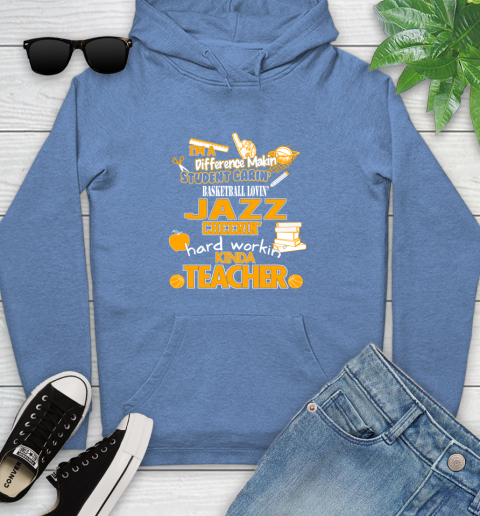 Utah Jazz NBA I'm A Difference Making Student Caring Basketball Loving Kinda Teacher Youth Hoodie 13