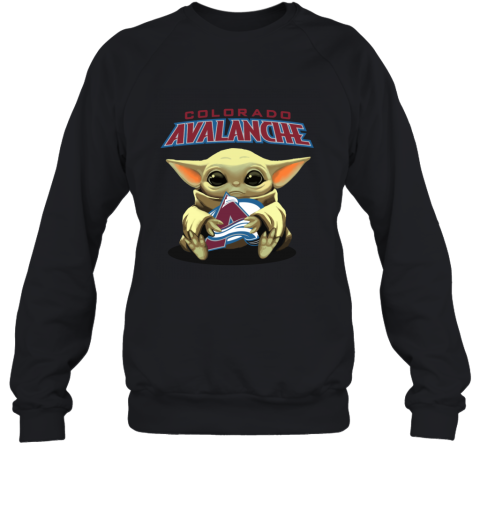 oam9 baby yoda hugs the colorado avalanche sweatshirt 35 front black