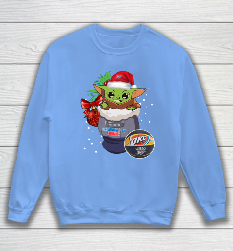 Oklahoma City Thunder Christmas Baby Yoda Star Wars Funny Happy NBA Sweatshirt 9