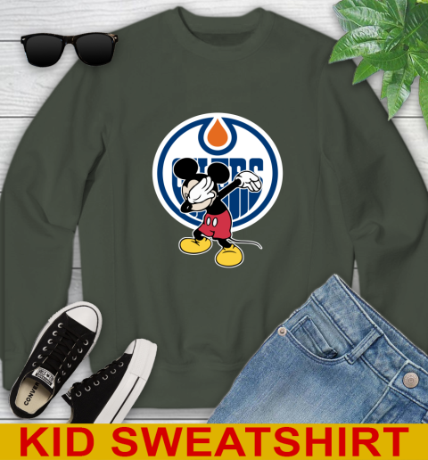 Edmonton Oilers NHL Hockey Dabbing Mickey Disney Sports Youth Sweatshirt 9