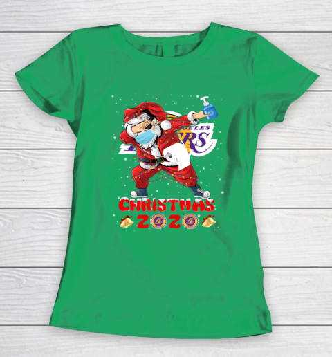 Los Angeles Lakers Funny Santa Claus Dabbing Christmas 2020 NBA Women's T-Shirt 5