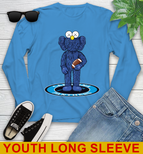 NFL Football Carolina Panthers Kaws Bff Blue Figure Shirt Youth Long Sleeve 8