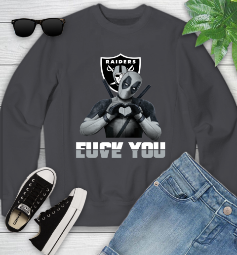 NHL Oakland Raiders Deadpool Love You Fuck You Football Sports Youth Sweatshirt 5