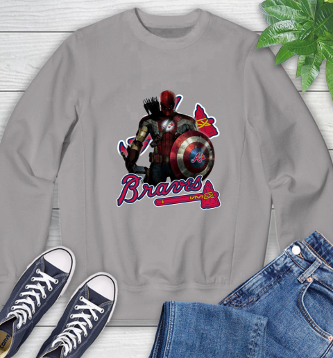 MLB Captain America Thor Spider Man Hawkeye Avengers Endgame Baseball Atlanta Braves Sweatshirt 5