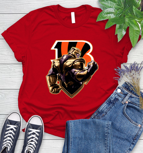 NFL Thanos Avengers Endgame Football Sports Cincinnati Bengals Women's T-Shirt 9