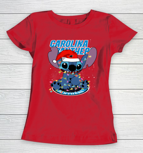 Carolina Panthers NFL Football noel stitch Christmas Women's T-Shirt 7
