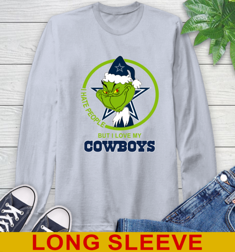 Dallas Cowboys NFL Christmas Grinch I Hate People But I Love My Favorite Football Team Long Sleeve T-Shirt 6