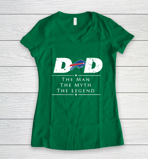 Buffalo Bills NFL Football Dad The Man The Myth The Legend Women's V-Neck T-Shirt 3