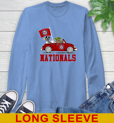 MLB Baseball Washington Nationals Darth Vader Baby Yoda Driving Star Wars Shirt Long Sleeve T-Shirt 11