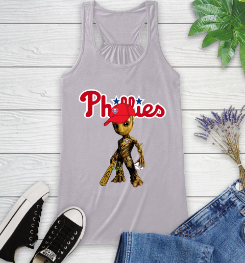 MLB Philadelphia Phillies Groot Guardians Of The Galaxy Baseball Racerback Tank 5