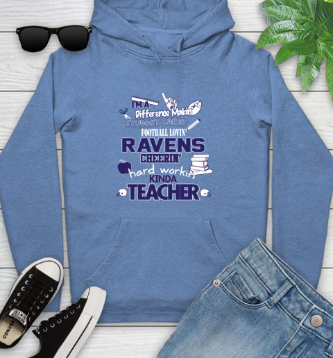 Baltimore Ravens NFL I'm A Difference Making Student Caring Football Loving Kinda Teacher Youth Hoodie 13