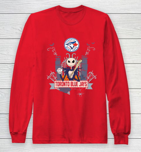 MLB Toronto Blue Jays Baseball Jack Skellington Halloween Long Sleeve T-Shirt 7