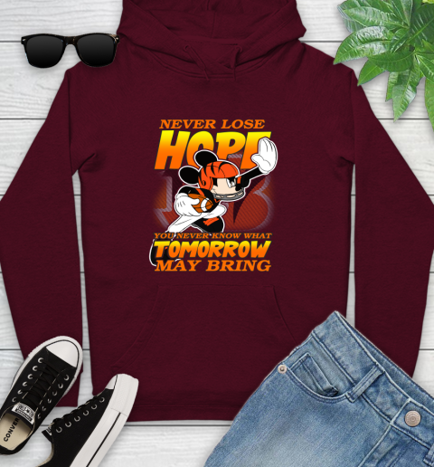 Cincinnati Bengals NFL Football Mickey Disney Never Lose Hope Youth Hoodie 7