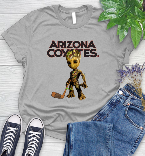 Arizona Coyotes NHL Hockey Groot Marvel Guardians Of The Galaxy Women's T-Shirt 5