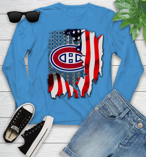 Montreal Canadiens NHL Hockey American Flag Youth Long Sleeve 8