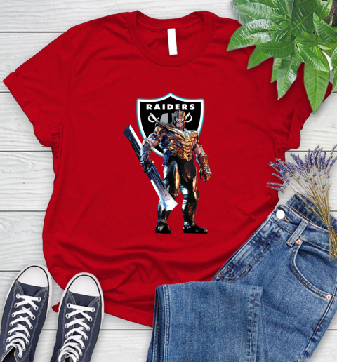 NFL Thanos Gauntlet Avengers Endgame Football Oakland Raiders Women's T-Shirt - Image 10