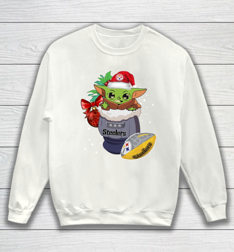 Pittsburgh Steelers Christmas Baby Yoda Star Wars Funny Happy NFL Sweatshirt 2
