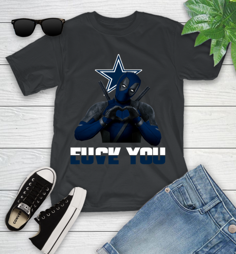 NHL Dallas Cowboys Deadpool Love You Fuck You Football Sports Youth T-Shirt