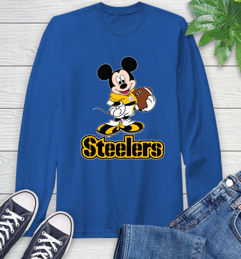 NFL Football Pittsburgh Steelers Cheerful Mickey Mouse Shirt Long Sleeve T-Shirt 10