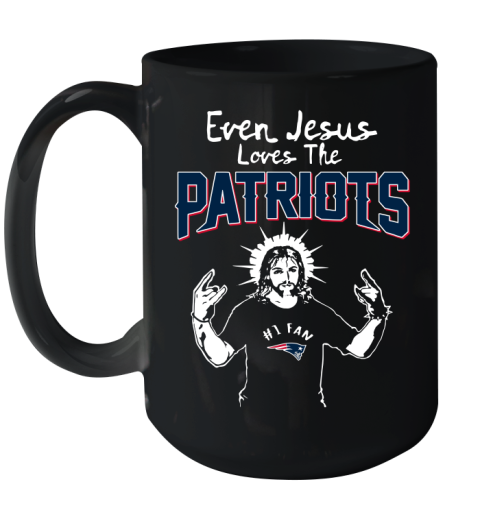 New England Patriots NFL Football Even Jesus Loves The Patriots Shirt Ceramic Mug 15oz