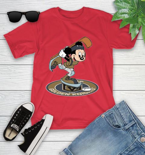 NHL Hockey Vegas Golden Knights Cheerful Mickey Disney Shirt Youth T-Shirt 10