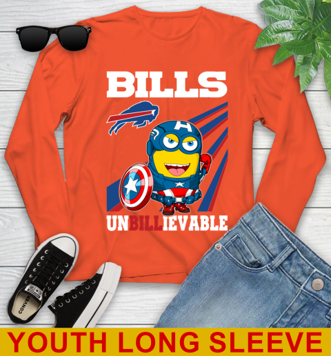 NFL Football Buffalo Bills Captain America Marvel Avengers Minion Shirt Youth Long Sleeve 3