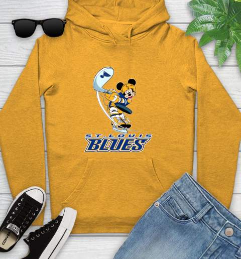 NHL Hockey St.Louis Blues Cheerful Mickey Mouse Shirt Youth Hoodie - Image 4