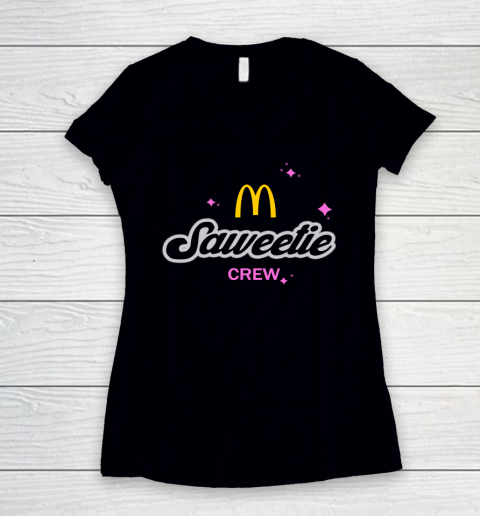 Saweetie Mcdonalds shirts Women's V-Neck T-Shirt