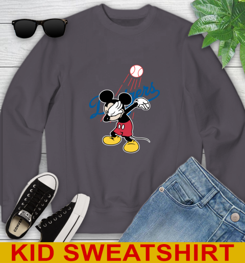 Los Angeles Dodgers MLB Baseball Dabbing Mickey Disney Sports Youth Sweatshirt 6