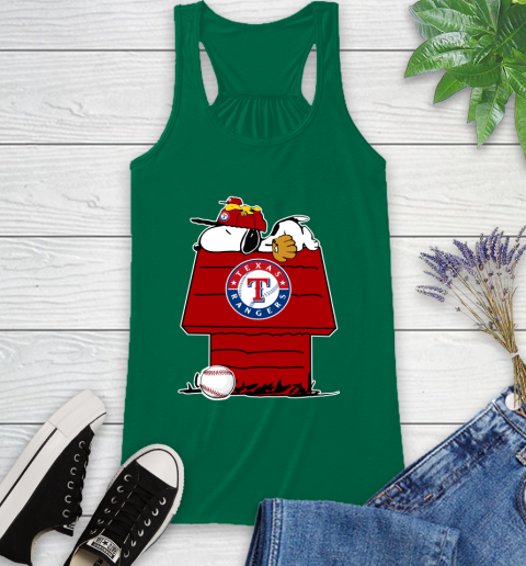 MLB Texas Rangers Snoopy Woodstock The Peanuts Movie Baseball T Shirt Racerback Tank 7