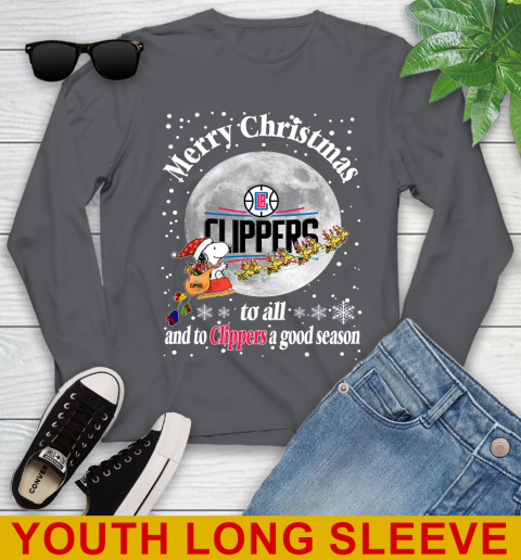 LA Clippers Merry Christmas To All And To Clippers A Good Season NBA Basketball Sports Youth Long Sleeve 9