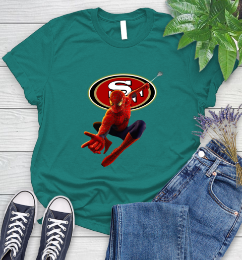 NFL Spider Man Avengers Endgame Football San Francisco 49ers Women's T-Shirt 12